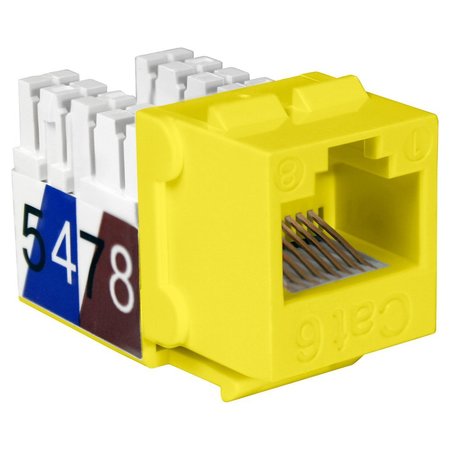 QUEST TECHNOLOGY INTERNATIONAL Cat6 Slim-Style 90 Degree Keystone Jacks, 8P8C - Yellow NKJ-6505